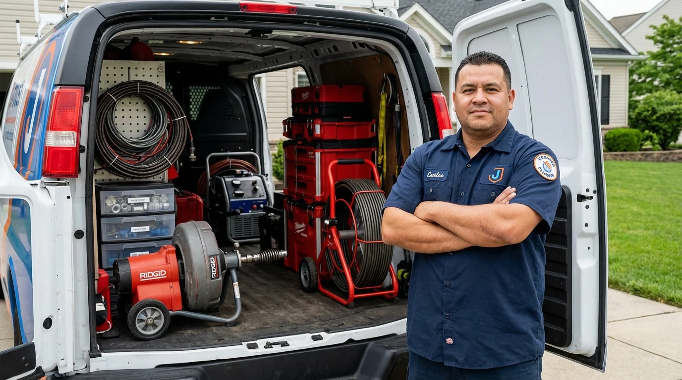Professional drain cleaning equipment and Johns Plumbing LLC plumber in Choctaw