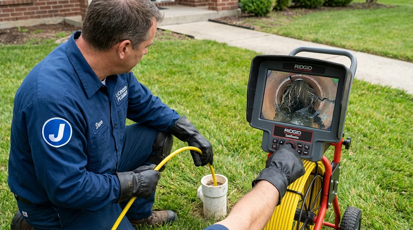 Sewer camera inspection being performed by Johns Plumbing LLC in Choctaw