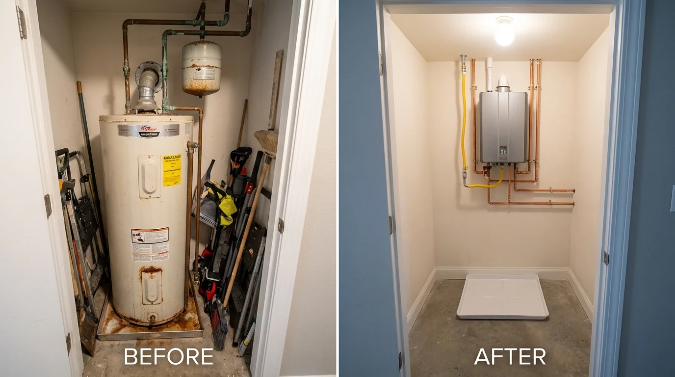 Tank water heater versus wall-mounted tankless unit comparison for Choctaw, OK homeowners